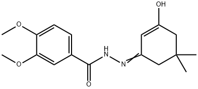 N'-(3-hydroxy-5,5-dimethyl-2-cyclohexen-1-ylidene)-3,4-dimethoxybenzohydrazide Struktur