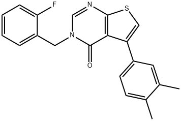 5-(3,4-dimethylphenyl)-3-(2-fluorobenzyl)thieno[2,3-d]pyrimidin-4(3H)-one Struktur