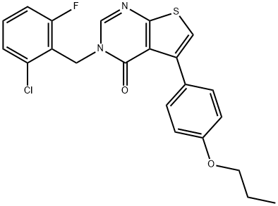 3-(2-chloro-6-fluorobenzyl)-5-(4-propoxyphenyl)thieno[2,3-d]pyrimidin-4(3H)-one Struktur