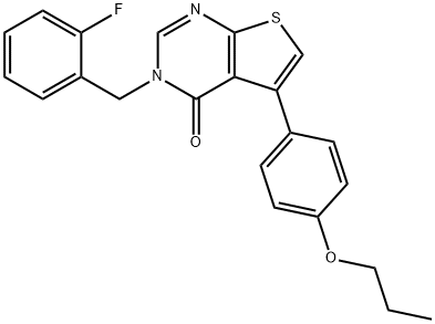 3-(2-fluorobenzyl)-5-(4-propoxyphenyl)thieno[2,3-d]pyrimidin-4(3H)-one Struktur