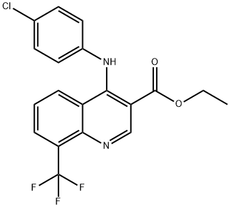 ethyl 4-(4-chloroanilino)-8-(trifluoromethyl)-3-quinolinecarboxylate Struktur