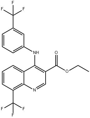 ethyl 8-(trifluoromethyl)-4-[3-(trifluoromethyl)anilino]-3-quinolinecarboxylate Struktur