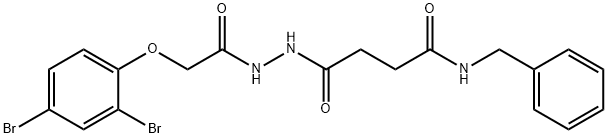 N-benzyl-4-{2-[(2,4-dibromophenoxy)acetyl]hydrazino}-4-oxobutanamide Struktur