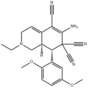 6-amino-8-(2,5-dimethoxyphenyl)-2-ethyl-2,3,8,8a-tetrahydro-5,7,7(1H)-isoquinolinetricarbonitrile Struktur