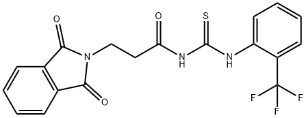 N-[3-(1,3-dioxo-1,3-dihydro-2H-isoindol-2-yl)propanoyl]-N'-[2-(trifluoromethyl)phenyl]thiourea Struktur