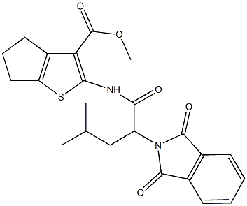 methyl 2-{[2-(1,3-dioxo-1,3-dihydro-2H-isoindol-2-yl)-4-methylpentanoyl]amino}-5,6-dihydro-4H-cyclopenta[b]thiophene-3-carboxylate Struktur