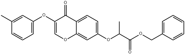 benzyl 2-{[3-(3-methylphenoxy)-4-oxo-4H-chromen-7-yl]oxy}propanoate Struktur