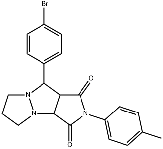 9-(4-bromophenyl)-2-(4-methylphenyl)tetrahydro-5H-pyrazolo[1,2-a]pyrrolo[3,4-c]pyrazole-1,3(2H,3aH)-dione Struktur