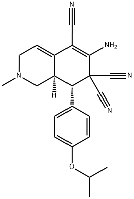 6-amino-8-(4-isopropoxyphenyl)-2-methyl-2,3,8,8a-tetrahydro-5,7,7(1H)-isoquinolinetricarbonitrile Struktur