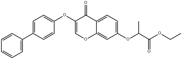 ethyl 2-{[3-([1,1'-biphenyl]-4-yloxy)-4-oxo-4H-chromen-7-yl]oxy}propanoate Struktur