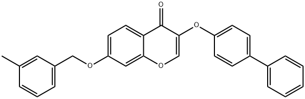 3-([1,1'-biphenyl]-4-yloxy)-7-[(3-methylbenzyl)oxy]-4H-chromen-4-one Struktur