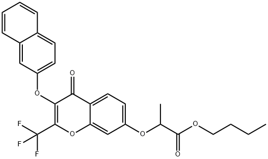 butyl 2-{[3-(2-naphthyloxy)-4-oxo-2-(trifluoromethyl)-4H-chromen-7-yl]oxy}propanoate Struktur