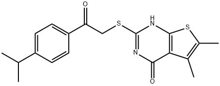 2-[(4-hydroxy-5,6-dimethylthieno[2,3-d]pyrimidin-2-yl)sulfanyl]-1-(4-isopropylphenyl)ethanone Struktur