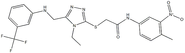 2-{[4-ethyl-5-({[3-(trifluoromethyl)phenyl]amino}methyl)-4H-1,2,4-triazol-3-yl]sulfanyl}-N-{3-nitro-4-methylphenyl}acetamide Struktur