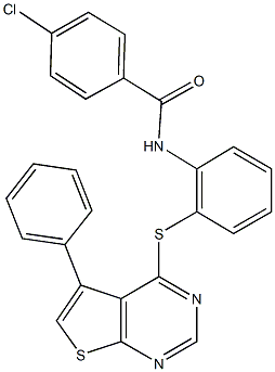 4-chloro-N-{2-[(5-phenylthieno[2,3-d]pyrimidin-4-yl)sulfanyl]phenyl}benzamide Struktur