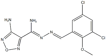 4-amino-N'-(3,5-dichloro-2-methoxybenzylidene)-1,2,5-oxadiazole-3-carbohydrazonamide Struktur