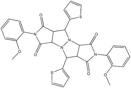 2,7-bis(2-methoxyphenyl)-5,10-di(2-thienyl)tetrahydropyrrolo[3,4-c]pyrrolo[3',4':4,5]pyrazolo[1,2-a]pyrazole-1,3,6,8(2H,3aH,5H,7H)-tetrone Struktur