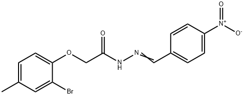 2-(2-bromo-4-methylphenoxy)-N'-{4-nitrobenzylidene}acetohydrazide Struktur