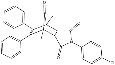 4-(4-chlorophenyl)-1,7-dimethyl-8,9-diphenyl-4-azatricyclo[5.2.1.0~2,6~]dec-8-ene-3,5,10-trione Struktur