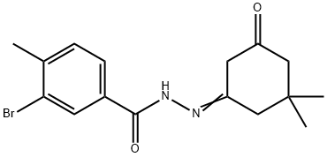 3-bromo-N'-(3,3-dimethyl-5-oxocyclohexylidene)-4-methylbenzohydrazide Struktur