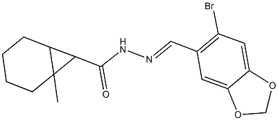 N'-[(6-bromo-1,3-benzodioxol-5-yl)methylene]-1-methylbicyclo[4.1.0]heptane-7-carbohydrazide Struktur