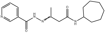 N-cycloheptyl-3-[(3-pyridinylcarbonyl)hydrazono]butanamide Struktur