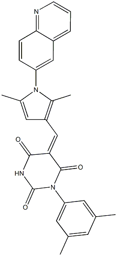 1-(3,5-dimethylphenyl)-5-{[2,5-dimethyl-1-(6-quinolinyl)-1H-pyrrol-3-yl]methylene}-2,4,6(1H,3H,5H)-pyrimidinetrione Struktur