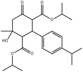 diisopropyl 4-hydroxy-2-(4-isopropylphenyl)-4-methyl-6-oxo-1,3-cyclohexanedicarboxylate Struktur