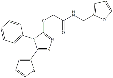 N-(2-furylmethyl)-2-{[4-phenyl-5-(2-thienyl)-4H-1,2,4-triazol-3-yl]sulfanyl}acetamide Struktur