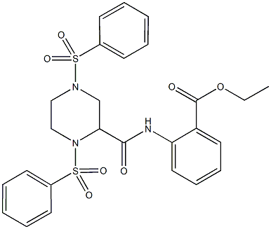 ethyl 2-({[1,4-bis(phenylsulfonyl)-2-piperazinyl]carbonyl}amino)benzoate Struktur