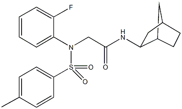 N-bicyclo[2.2.1]hept-2-yl-2-{2-fluoro[(4-methylphenyl)sulfonyl]anilino}acetamide Struktur