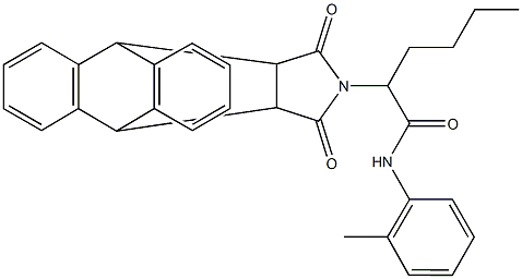 2-(16,18-dioxo-17-azapentacyclo[6.6.5.0~2,7~.0~9,14~.0~15,19~]nonadeca-2,4,6,9,11,13-hexaen-17-yl)-N-(2-methylphenyl)hexanamide Struktur