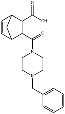 3-[(4-benzyl-1-piperazinyl)carbonyl]bicyclo[2.2.1]hept-5-ene-2-carboxylic acid Struktur