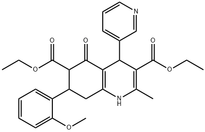 diethyl 7-(2-methoxyphenyl)-2-methyl-5-oxo-4-(3-pyridinyl)-1,4,5,6,7,8-hexahydro-3,6-quinolinedicarboxylate Struktur