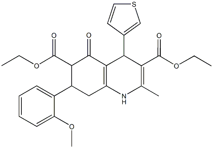 diethyl 7-(2-methoxyphenyl)-2-methyl-5-oxo-4-(3-thienyl)-1,4,5,6,7,8-hexahydro-3,6-quinolinedicarboxylate Struktur