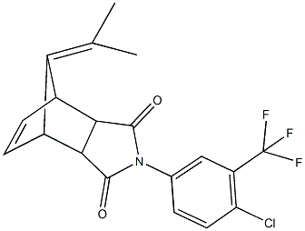 4-[4-chloro-3-(trifluoromethyl)phenyl]-10-(1-methylethylidene)-4-azatricyclo[5.2.1.0~2,6~]dec-8-ene-3,5-dione Struktur