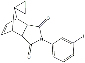 4-(3-iodophenyl)-3,5-dioxo-4-azatricyclo[5.2.1.0~2,6~]dec-8-ene-10-spiro-1'-cyclopropane Struktur