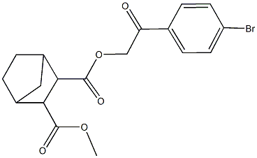 2-[2-(4-bromophenyl)-2-oxoethyl] 3-methyl bicyclo[2.2.1]heptane-2,3-dicarboxylate Struktur