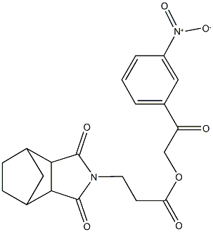 2-{3-nitrophenyl}-2-oxoethyl 3-(3,5-dioxo-4-azatricyclo[5.2.1.0~2,6~]dec-4-yl)propanoate Struktur