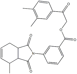 2-(3,4-dimethylphenyl)-2-oxoethyl 3-(4-methyl-1,3-dioxo-1,3,3a,4,7,7a-hexahydro-2H-isoindol-2-yl)benzoate Struktur