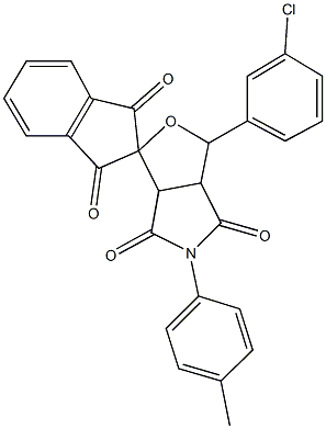 5-(4-methylphenyl)-1-(3-chlorophenyl)dihydro-1',3',4,6(2'H,3H,5H)-tetraoxospiro(1H-furo[3,4-c]pyrrole-3,2'-[1'H]-indene) Struktur