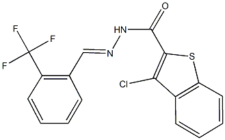 3-chloro-N'-[2-(trifluoromethyl)benzylidene]-1-benzothiophene-2-carbohydrazide Struktur