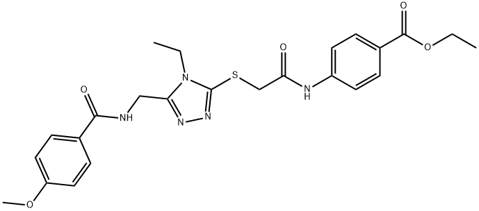 ethyl 4-({[(4-ethyl-5-{[(4-methoxybenzoyl)amino]methyl}-4H-1,2,4-triazol-3-yl)sulfanyl]acetyl}amino)benzoate Struktur