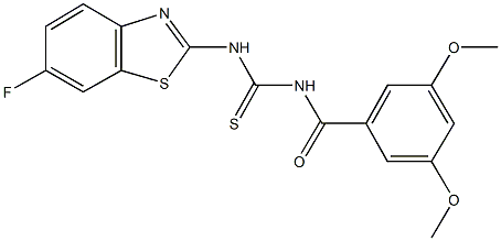 N-(3,5-dimethoxybenzoyl)-N'-(6-fluoro-1,3-benzothiazol-2-yl)thiourea Struktur