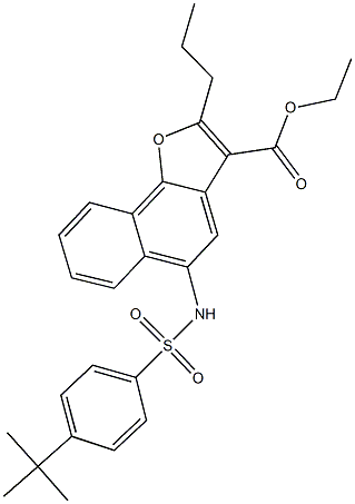 ethyl 5-{[(4-tert-butylphenyl)sulfonyl]amino}-2-propylnaphtho[1,2-b]furan-3-carboxylate Struktur