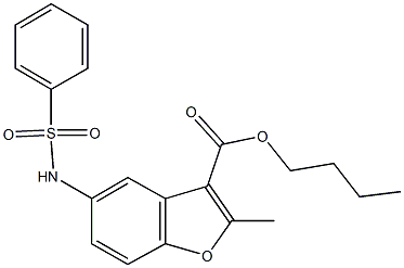 butyl 2-methyl-5-[(phenylsulfonyl)amino]-1-benzofuran-3-carboxylate Struktur