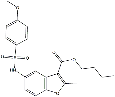 butyl 5-{[(4-methoxyphenyl)sulfonyl]amino}-2-methyl-1-benzofuran-3-carboxylate Struktur