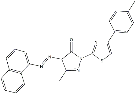 5-methyl-2-[4-(4-methylphenyl)-1,3-thiazol-2-yl]-4-(1-naphthyldiazenyl)-2,4-dihydro-3H-pyrazol-3-one Struktur