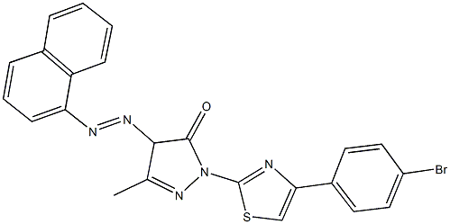 2-[4-(4-bromophenyl)-1,3-thiazol-2-yl]-5-methyl-4-(1-naphthyldiazenyl)-2,4-dihydro-3H-pyrazol-3-one Struktur