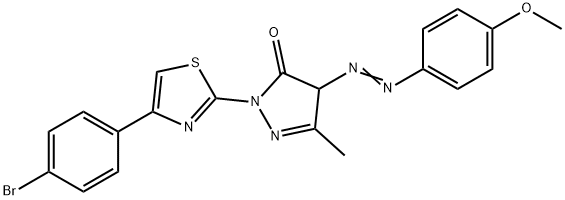 2-[4-(4-bromophenyl)-1,3-thiazol-2-yl]-4-[(4-methoxyphenyl)diazenyl]-5-methyl-2,4-dihydro-3H-pyrazol-3-one Struktur